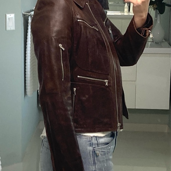 DKNY leather zipper motto jacket - Picture 7 of 9